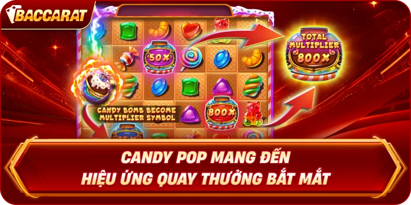 Candy Pop Baccarat mang đến hiệu ứng quay thưởng bắt mắt